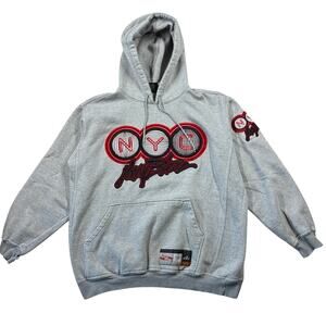 Vintage Johnny Blaze Hoodie XL Gray Heather Spell Out Logo Fleece 1990s Korea